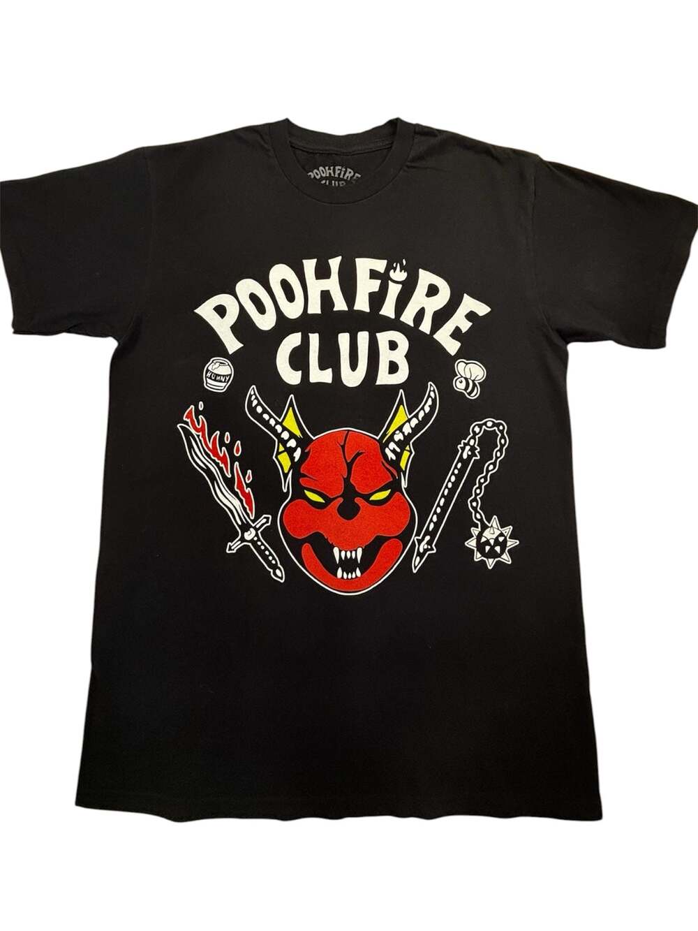 Poohfire Club Hellfire Parody Graphic Black T-Shirt